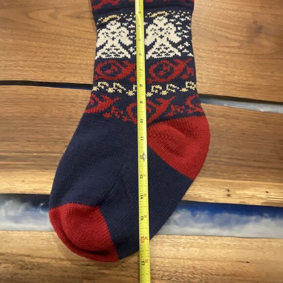 Vintage Knit Wool Stocking by Tungey Wood Wool Designs 17” Angles Red Blue Gold - Picture 4 of 7